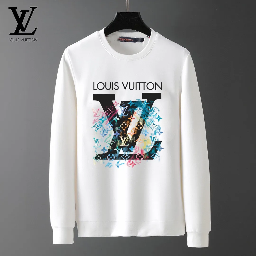 🅿️220 brand [LV Louis Vuitton] (good news for fat people) 2025ss autumn latest long-sleeved round-neck sweatshirt, on sale simultaneously on the official website. Refreshing and breathable. Made of top Tencel Roman. Comfortable and soft. 3D three-dimensional clarity. Super fashion sense. Great for gifting and keeping for yourself. Size: M-5XL (can wear up to 220 pounds)